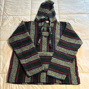 Earthbound Trading Co Baja Pullover Unisex Size XL Green Blue & Red